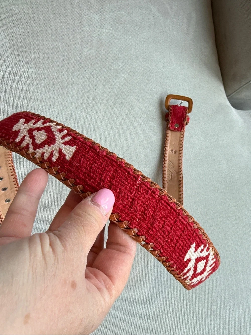 Arloom Red Embroidered Leather-Trim Women’s Belt NEW ROUND TOP TX